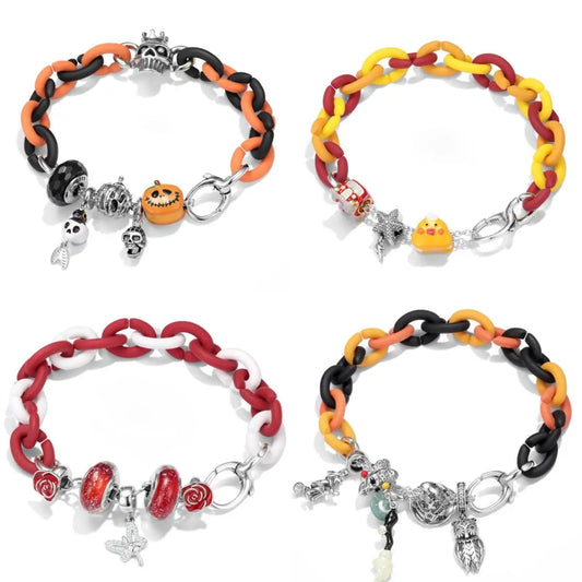 925 Sterling Silver Christmas Halloween Bracelet For Women - Bracelet Rainbow Beads