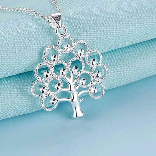 Sterling Silver Pine Tree Pendant Necklace For Women